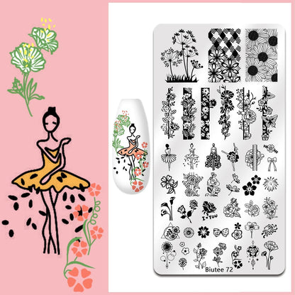 BIUTEE 12-Piece Nail Stamping Plate Set – Includes Floral, Animal, Lace, Star, Halloween & Christmas Designs