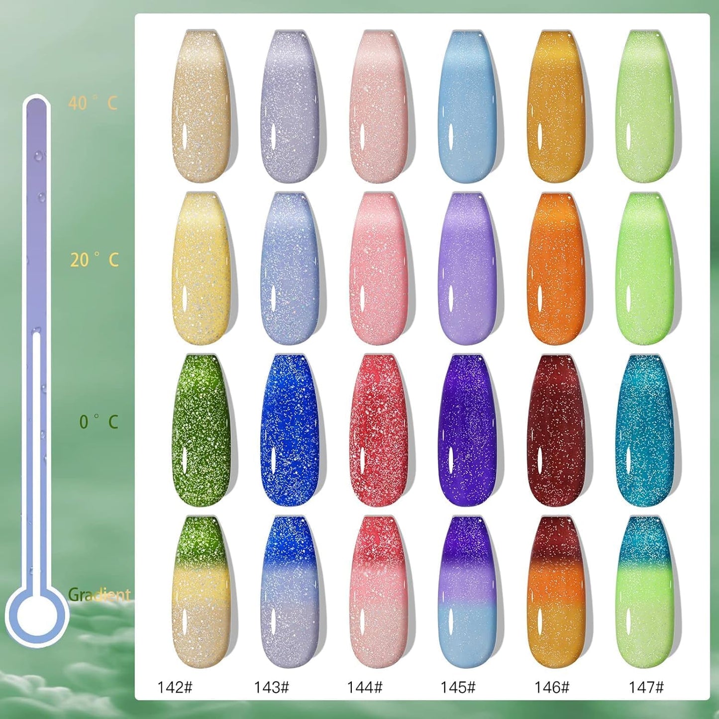 Biutee Reflective Cat Eye Gel Set – 6 Sparkling Aurora Colors for DIY Nails