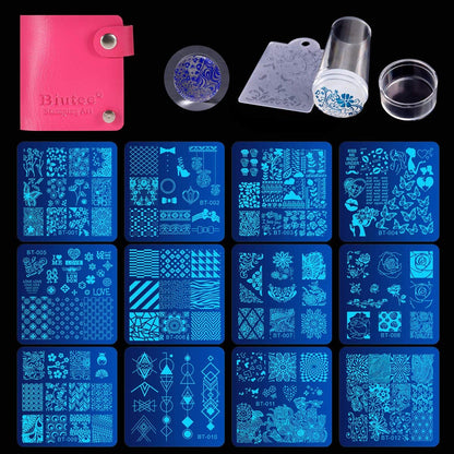 BIUTEE Nail Stamping Plates Set-Square Animal & Flower Design Nail Art Plates