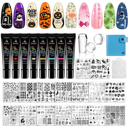 Biutee Nail Stamp Plates 16PCS Nail Stamping Kit 8 Nail Stamping Gel Polish