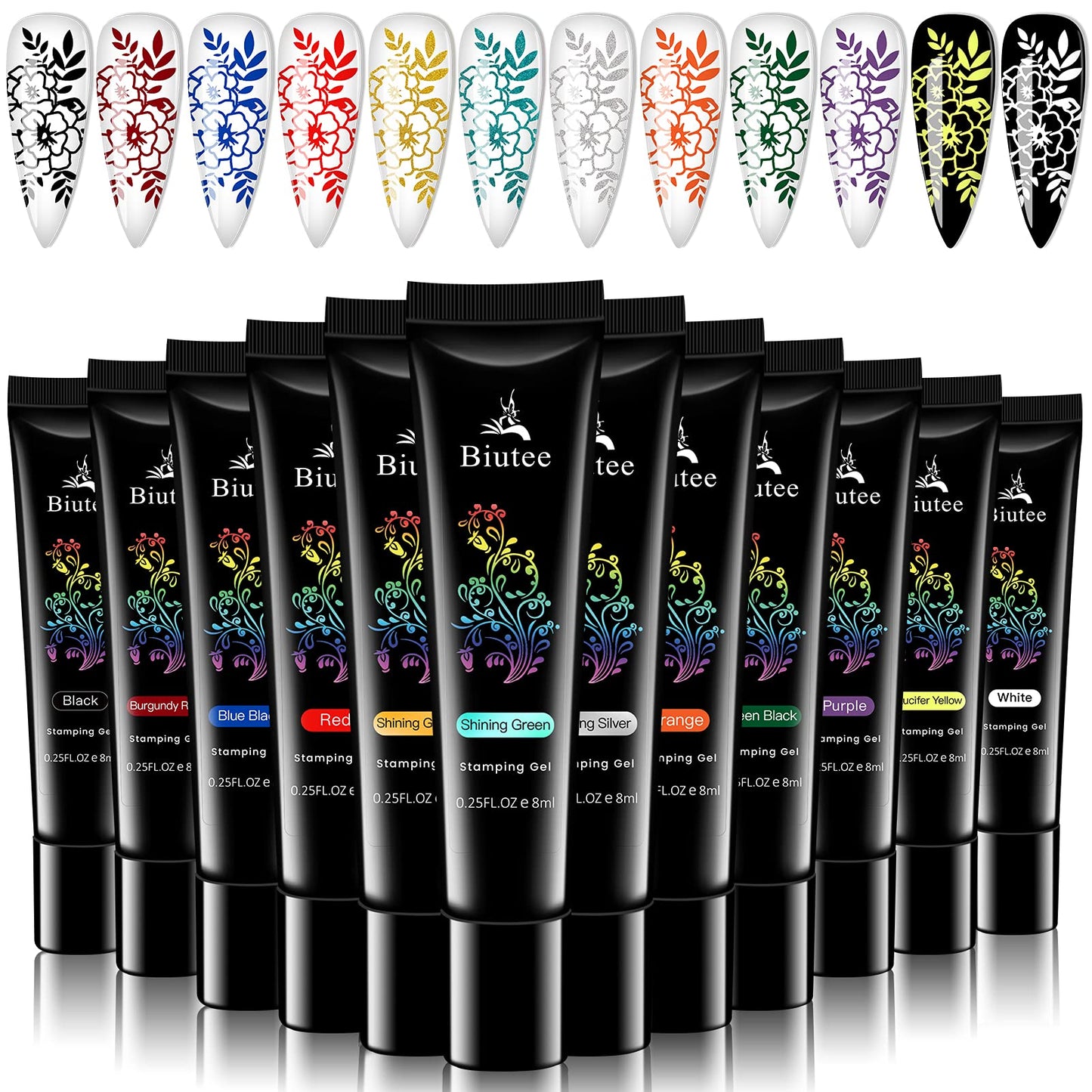 SEISSO Soak-Off Stamping Gel Polish Set – 12 Colors for Nail Art Stamping