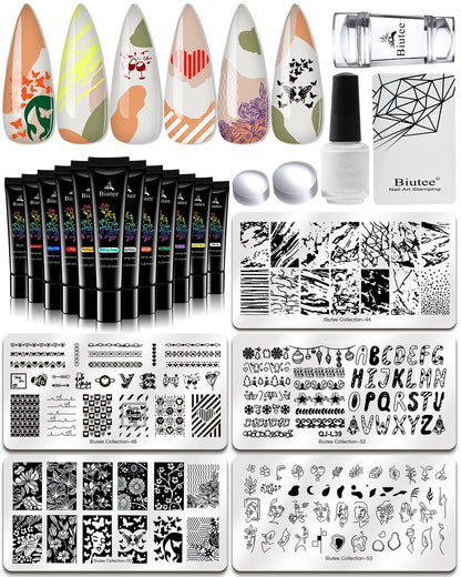 SEISSO Soak-Off Stamping Gel Polish Set – 12 Colors for Nail Art Stamping