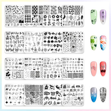 Biutee Nail Stamp Plates 16PCS Nail Stamping Kit 8 Nail Stamping Gel Polish
