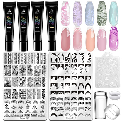 Biutee Nail Stamper Kit Nail Art Stamping Plate Set
