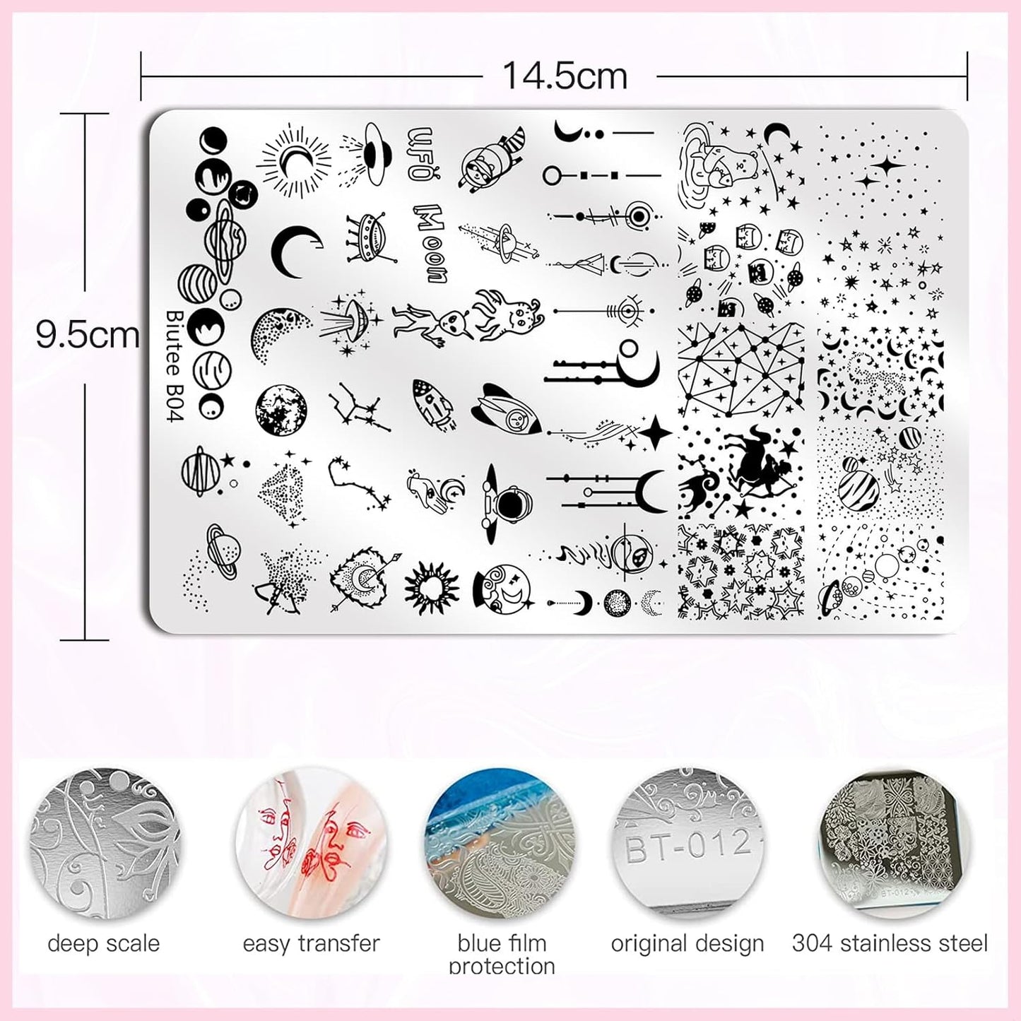 Biutee 4PCS Nail Stamping Plates Set for DIY Manicure