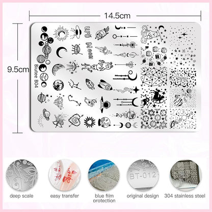 Biutee 4PCS Nail Stamping Plates Set for DIY Manicure