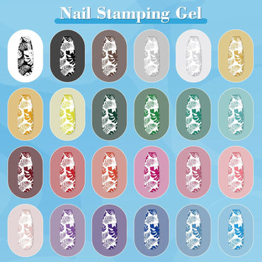 Biutee Nail Stamping Gel Polish Set – 24 Colors UV LED 5ml for Nail Art Plates