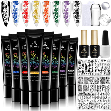 SEISSO Soak-Off Stamping Gel Polish Set – 12 Colors for Nail Art Stamping