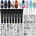 BIUTEE Nail Stamper Kit – 8 Gel Polishes, 12 Plates, Jelly Stamper & Halloween Designs